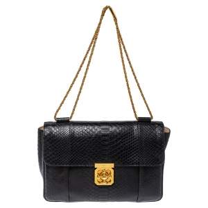 Pre Owned Chloe Black Python Large Elsie Shoulder Bag