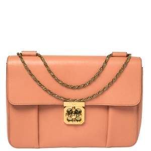 Pre Owned Chloe Coral Orange Leather Large Elsie Shoulder Bag