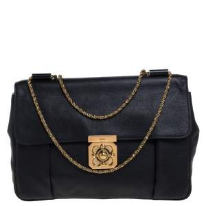 Pre Owned Chloe Black Leather Large Elsie Shoulder Bag