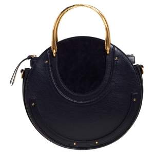 Pre Owned Chloe Midnight Blue Leather and Suede Pixie Shoulder Bag