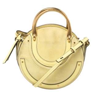 Pre Owned Chloe Yellow Leather and Suede Small Pixie Shoulder Bag