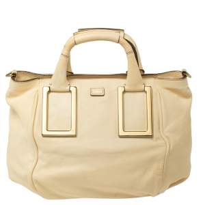 Pre Owned Chloe Cream Leather Medium Ethel Satchel