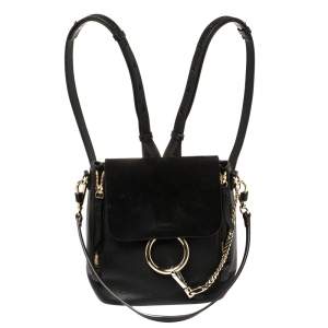 Chloe Black Leather and Suede Small Faye Day Backpack