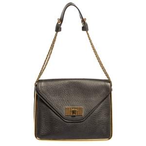Pre Owned Chloe Dark Grey Leather Medium Sally Flap Shoulder Bag