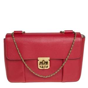 Pre Owned Chloe Red Leather Large Elsie Shoulder Bag