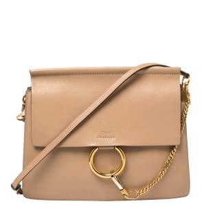 Pre Owned Chloe Beige Leather Medium Faye Shoulder Bag