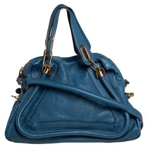 Pre Owned Chloe Blue Leather Medium Paraty Shoulder Bag