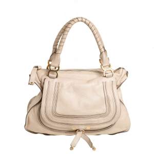 Pre Owned Chloé Light Beige Leather Large Marcie Satchel