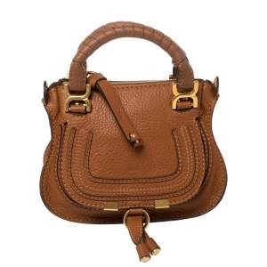 Pre Owned Chloe Tan Leather Mini Marcie Crossbody Bag