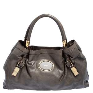 Pre Owned Chloe Grey Leather Victoria Tote