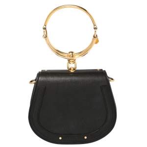 Pre Owned Chloe Black Leather and Suede Small Nile Bracelet Shoulder Bag