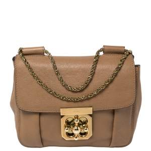Pre Owned Chloé Beige Leather Small Elsie Shoulder Bag