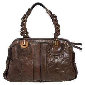 Pre Owned Chloe Dark Olive Leather Heloise Satchel