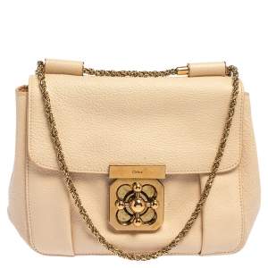Pre Owned Chloé Beige Leather Small Elsie Shoulder Bag