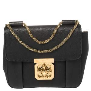 Pre Owned Chloé Black Leather Small Elsie Shoulder Bag