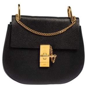 Pre Owned Chloe Black Leather Medium Drew Shoulder Bag