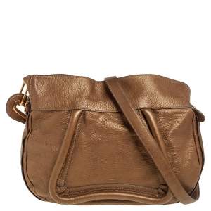 Pre Owned Chloe Gold Leather Paraty Shoulder Bag