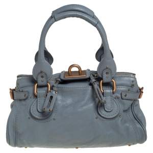 Pre Owned Chloé Grey Grained Leather Medium Paddington Satchel