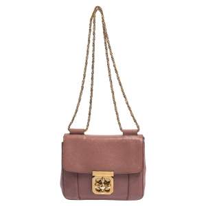 Pre Owned Chloe Pink Leather Small Elsie Shoulder Bag