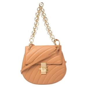 Pre Owned Chloe Tan Leather Medium Drew Bijou Shoulder Bag