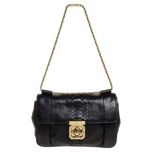 Pre Owned Chloe Black Python Medium Elsie Shoulder Bag