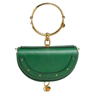Pre Owned Chloé Green Leather Small Nile Bracelet Minaudière Crossbody Bag