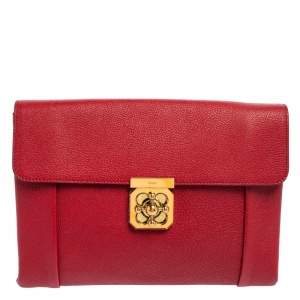 Pre Owned Chloe Red Leather Elsie Clutch