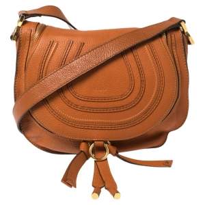 Pre Owned Chloe Brown Leather Marcie Crossbody Bag
