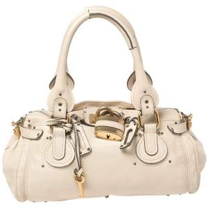 Pre Owned Chloe Cream Leather Paddington Satchel