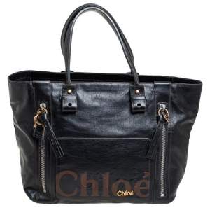 Pre Owned حقيبة يد توتس كلوي ايكليبس جلد أسود مزخرف شعار الماركة