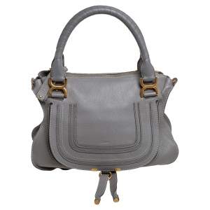 Pre Owned Chloe Grey Leather Marcie Shoulder Bag