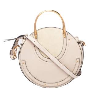 Pre Owned Chloe Beige Leather and Suede Medium Pixie Shoulder Bag 