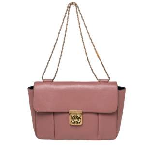 Pre Owned Chloe Old Rose Pink Leather Large Elsie Shoulder Bag