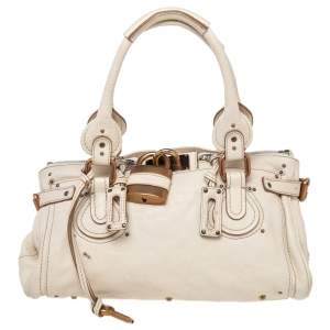 Pre Owned Chloe Cream Leather Medium Paddington Satchel