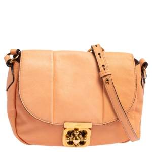 Pre Owned Chloe Peach Leather Elsie Shoulder Bag