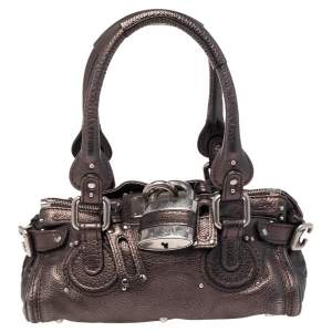 Pre Owned Chloe Metallic Brown Leather Mini Paddington Bag