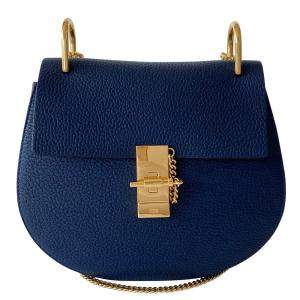 Chloe Blue Leather Drew Mini Crossbody Bag