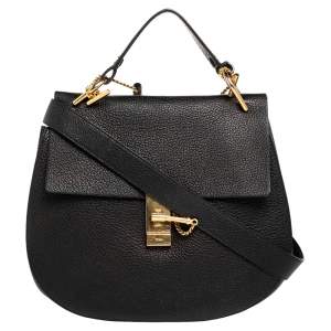 Pre Owned Chloe Black Leather Large Drew Shoulder Bag