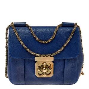 Pre Owned حقيبة كتف كلوي إلسي جلد أزرق صغيرة