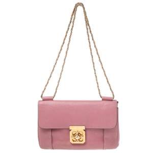 Pre Owned Chloe Old Rose Leather Medium Elsie Shoulder Bag