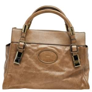 Pre Owned Chloe Brown Leather Zip Satchel