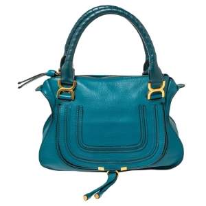 Pre Owned Chloe Blue Leather Medium Marcie Shoulder Bag