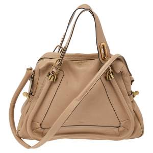 Pre Owned Chloe Beige Leather Medium Paraty Shoulder Bag
