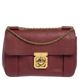 Pre Owned Chloe Red Leather Medium Elsie Shoulder Bag