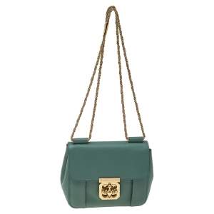 Pre Owned Chloe Green Leather Small Elsie Shoulder Bag