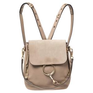 Chloe Grey Leather and Suede Medium Faye Backpack