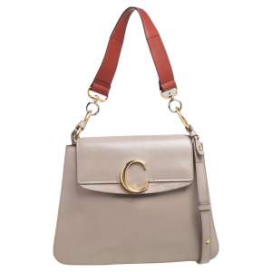 Chloe Beige Leather C Medium Shoulder Bag