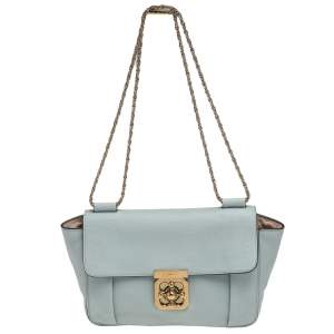 Pre Owned Chloe Mint Green Leather Medium Elsie Shoulder Bag