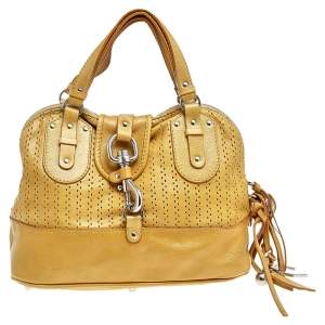 Pre Owned Chloe Yellow Leather Curcuma Perforated Kerala Satchel