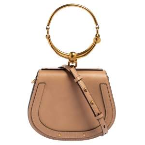 Pre Owned Chloé Beige Leather Small Nile Bracelet Minaudiere Crossbody Bag